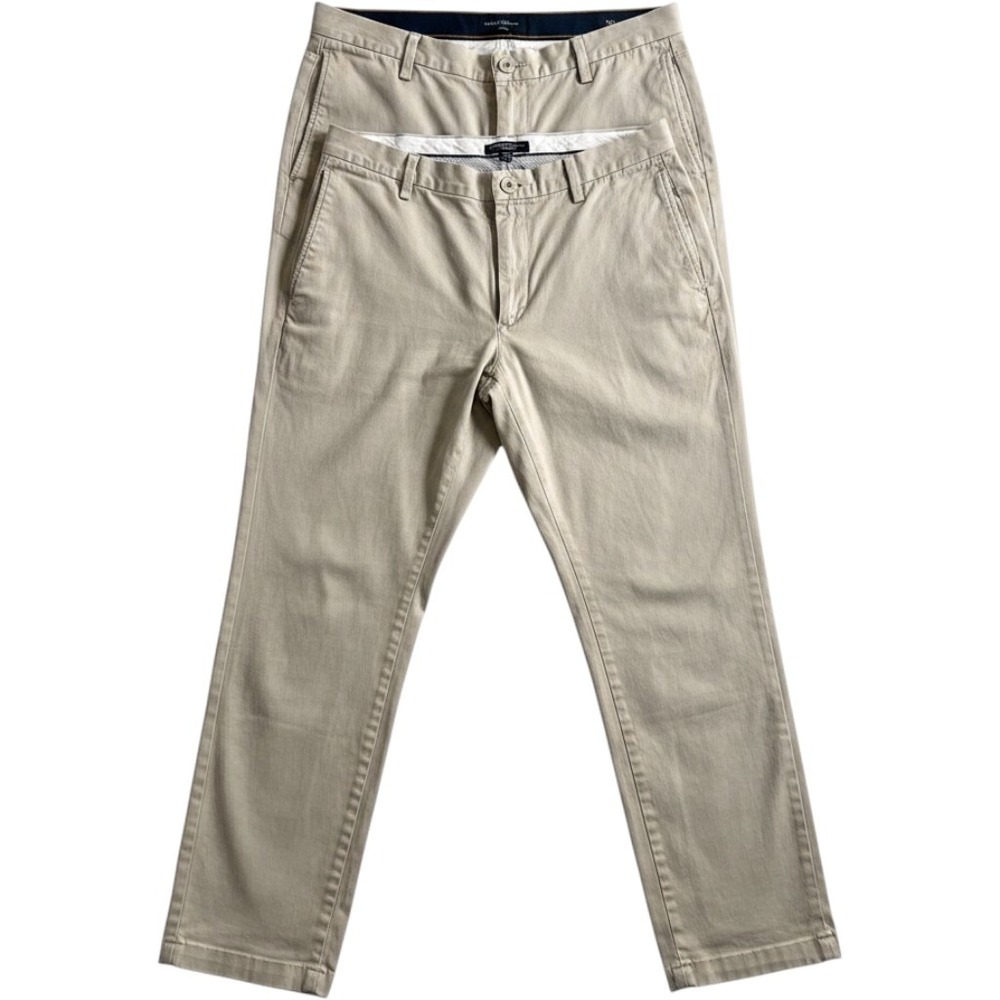Banana Republic Bundle of Two Pairs 35x32 Gavin Chinos in Khaki Tan with Flaws